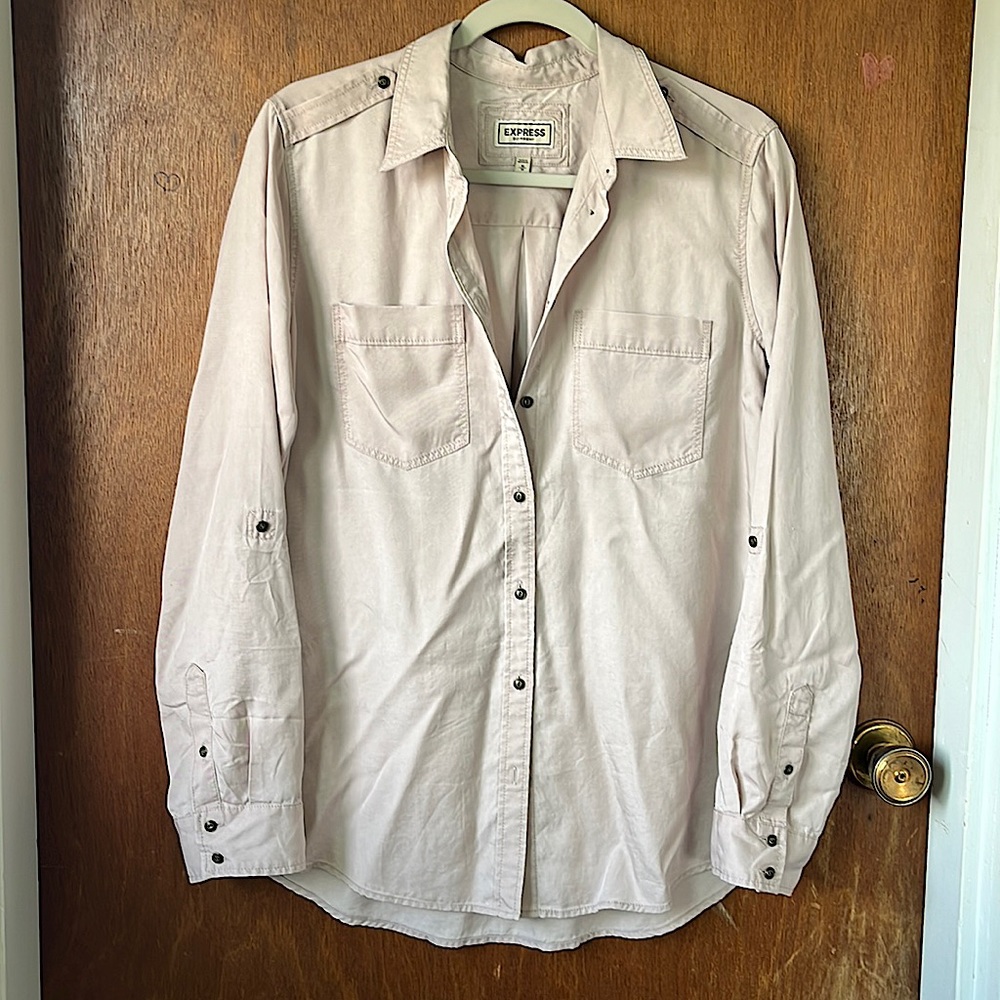 Express Boyfriend Button Up Top